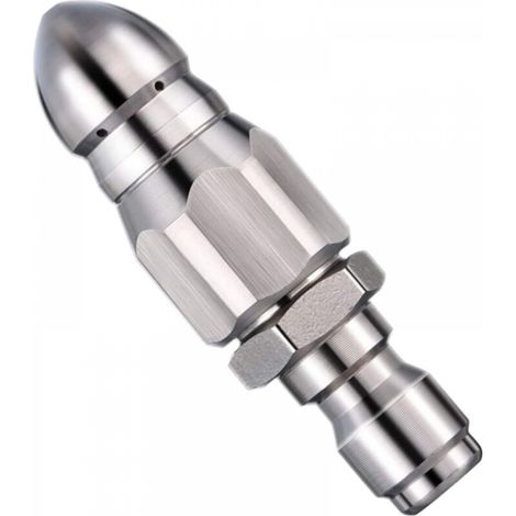Buse de nettoyage haute pression en acier inoxydable pour déboucher les canalisations, pour nettoyeur haute pression, buse à jet arrière/buse fusée (pour tuyau de 1/4") (1/5)