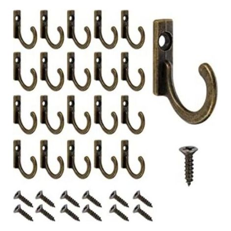 Juego de 60 ganchos de pared vintage, de color bronce sobrio, con tornillos, adecuados para cuencos, bolsitas de joyería, toallas, etc., y que se pueden utilizar en baños, cocinas y otras habitaciones (1/5)