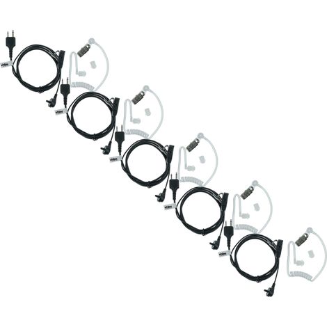 vhbw 5x Headset earpiece compatible with Icom IC-F44GS, IC-F44, IC-F43GT, IC-F43TR Radio Walkie Talkie + PTT Microphone, acoustic tube