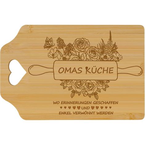 Planche à découper en bambou gravé pour grand-mère, cadeau de cuisine personnel avec motif floral, idéale pour un anniversaire, Noël ou la fête des mères (1/5)
