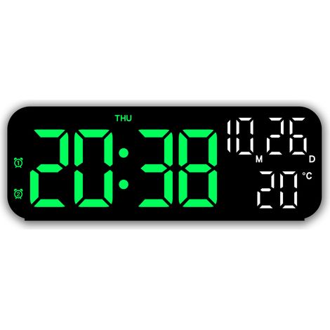 Semplice sveglia elettronica, orologio LED multifunzione per uso domestico - luce verde (cassa nera) (1/4)