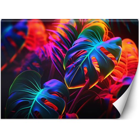 Papier peint Feuilles de monstera en couleurs néon 250x175 (1/5)