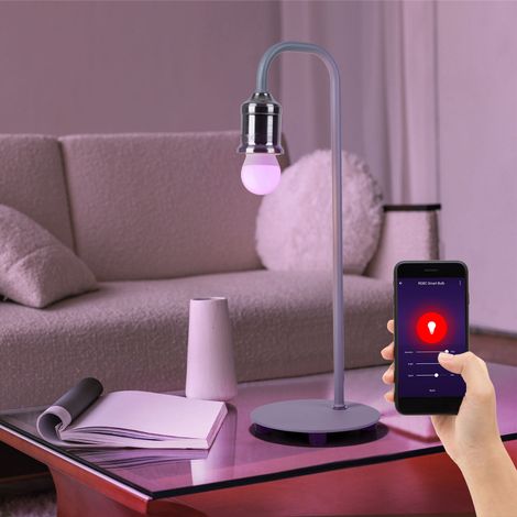 Lampada da tavolo lampada da soggiorno lampada da scrivania lampada da tavolo camera da letto lampada da lettura, metallo grigio, dimmerabile Smart, LED RGB 8,5W 806 Lm 2700-6500K, H 43,8 cm