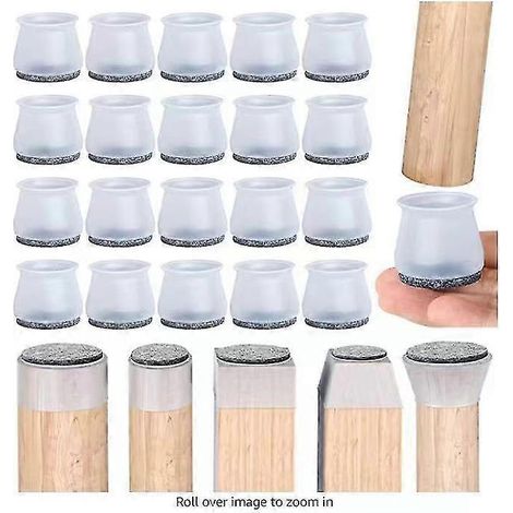 Patins de chaise, 20 protections pour pieds de chaise, coussin de chaise, protections de sol transparentes en silicone pour chaise (1/5)