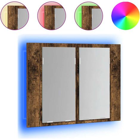 Armoire à miroir LED Chêne fumé 60x12x45 cm Bois d'ingénierie (1/5)