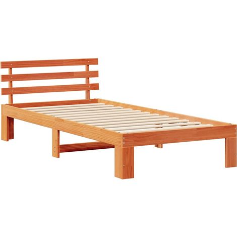Lit simple,Lit adulte,Cadre de lit Marron 90 x 200 cm Bois de pin massif CFW8984124 (1/5)