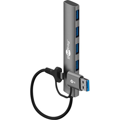 GOOBAY USB3.2 Hub 79149 Slim 4 Port USB-A/USB-C vers USB-A 5 Gbit/s (1/3)