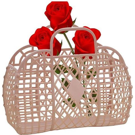 Ecleanfy - Panier de rangement portable rose clair - matériau ABS - avec poignée - design ajouré, démontable et pliable - lavable (1/2)