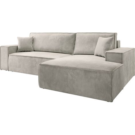 Selsey Farese – Ecksofa mit Cordbezug, Schlaffunktion und Stauraum, Creme, rechts