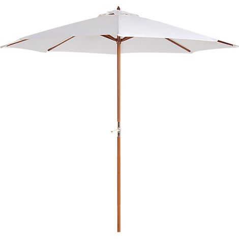 Holz Sonnenschirm Holzschirm Gartenschirm Balkonschirm 2,5M Creme