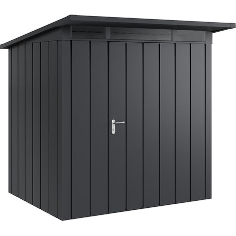Hörmann Metall-Gerätehaus "Juno" mit Pultdach, JPD4 - Modern, 214 x 166 cm (B x T), anthrazit, 1-flüglige Tür, Anschlag rechts (1/5)