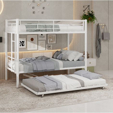 DESVIAE Lit superposé séparable en 2 lits 90 x 190 cm en métal avec échelle antidérapante barrières de sécurité blanc (1/5)