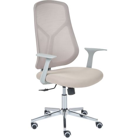 Office Chair Beige Mesh Swivel Base Adjustable Height Armrests Home Office Modern NUVINER (1/5)
