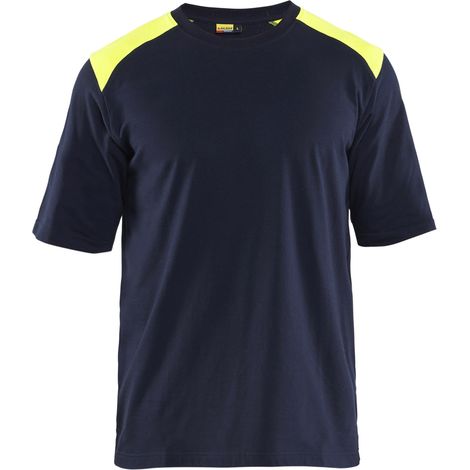 Maglietta da lavoro ignifuga 3476 - Navy/Giallo XXXL