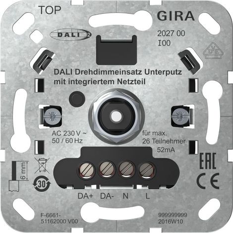Gira DALI Drehdimmeins. UP Netzteil Einsatz [202700], 2027 00