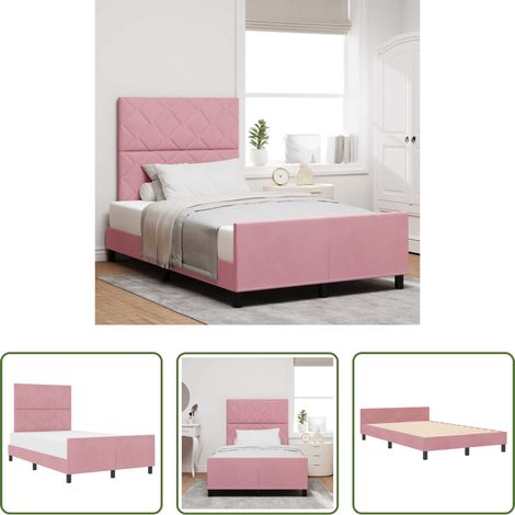 Samtbett - Boxspringbett mit Kopfteil Rosa 120 x 200 cm Samt (1/5)