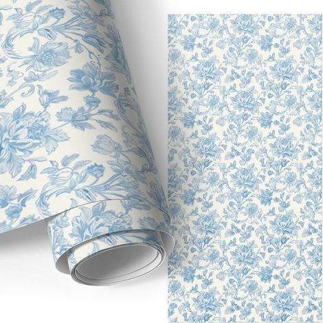 Möbel - Klebefolie - Möbelfolie - abwaschbare und selbstklebende Deko-Folie für Küche - Schrank -Tisch & Fensterbank - Blumenmuster 50x100 cm
