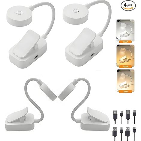 4-teiliges Mini-LED-Leselicht, wiederaufladbare Leselampe zum Anklem (1/4)