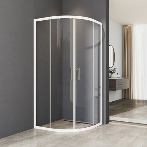 WDWRITTI Weiß Duschkabinen 90 x 90 cm viertelkreis Schiebetür, Duschkabine Rund 90x90 cm Duschabtrennung Runddusche mit 6mm ESG Sicherheitsglas Glas Duschwand, Dusche Schiebetüren Höhe: 185cm (1/5)
