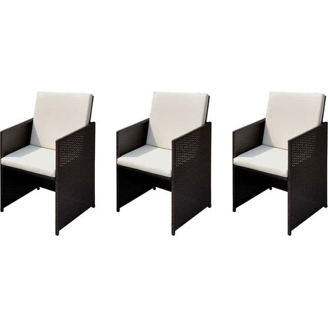 Gartenstühle 3 pcs Braun 56 x 52 x 87 cm Poly Rattan