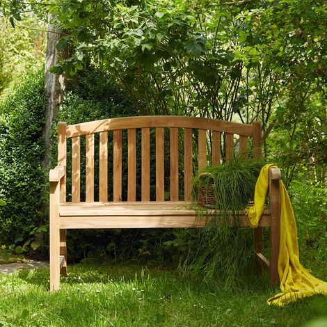 Berah Getah – Banc de jardin en teck brut 120x60cm – Résistant aux intempéries – Montage facile – Mobilier d'extérieur élégant