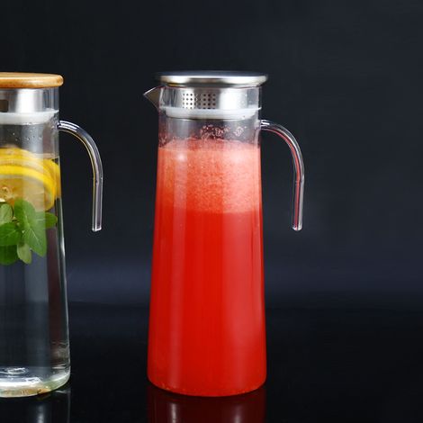 Bouteille à jus transparente en acrylique de 1,2 L, pichet à eau froide pour bar ou usage domestique, couvercle en acier inoxydable (1/5)