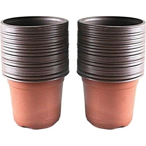 Lot de 100 pots en plastique pour semis et plantes, 10 cm,Doux et déformable, pas facile à casser (1/4)