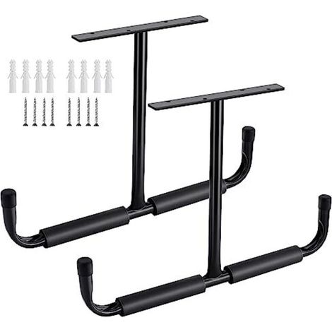 Sinoer Stahl-Garagendeckenhaken, Schwerlast-Hängeregal für Holz, Fahrräder, Werkzeuge, Bauholz, Schwerlast-Aufbewahrungssystem, (2er-Pack, Schwarz)