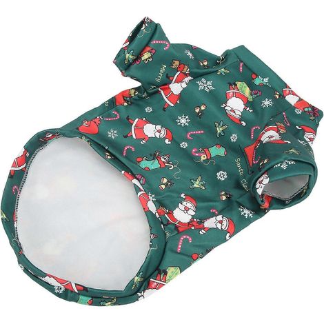 Pull pour animaux de compagnie, respirant, vert, motif Père Noël adorable, chaud, pour chien, idéal pour Noël. (1/2)