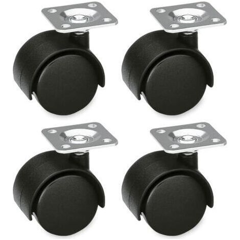 Set of 4 Furniture Casters 49mm Without Brake - 50kg/Platinum Steel Wheel for Desk Chairs & Coffee Tables (1/5)