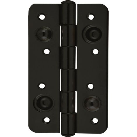 Bisagra seguridad puerta blindada acero negro 150mm canto redondo (1/2)