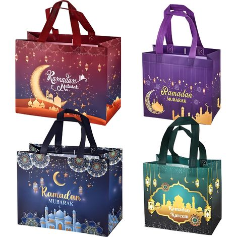 Sacchetti Regalo Ramadan Mubarak Tessuto Non Tessuto 4 pz (1/4)