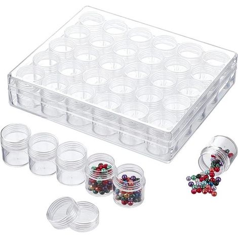 Set mit transparenten Aufbewahrungsboxen aus Kunststoff – 90 transparente Aufbewahrungsboxen für Perlen mit Schraubverschluss, geeignet zur Aufbewahrung von Nagelwerkzeugen und Schmuck. (1/5)