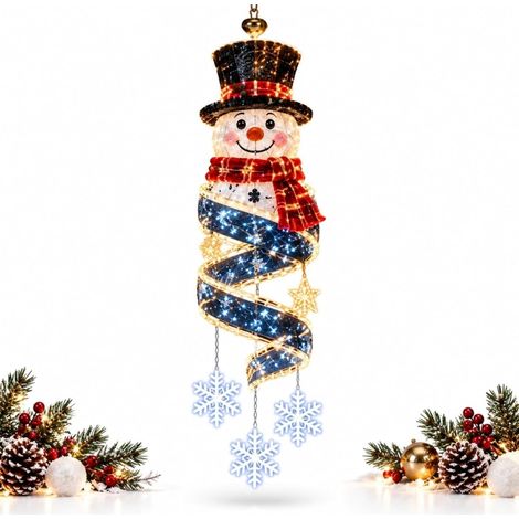 Irovami Lustre spirale de Noël, décoration LED pour porche, bonhomme de neige (1/5)