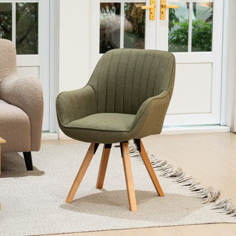 MEUBLES COSY Skandinavischer Drehstuhl für Esszimmer CARSON aus grün Stoff (1/5)