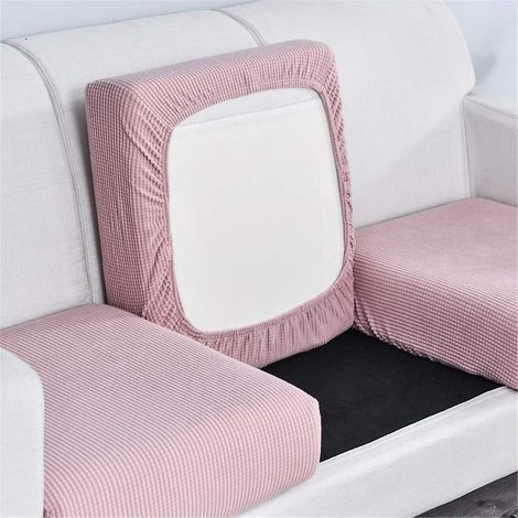 1 Pcs Housse De Coussin De Canap (rose,1 Place), Housse De Coussin, Housse Coussin D'assise Extensible Tartan Antidrapant, Housse De Protection P (1/5)