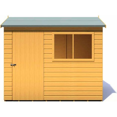 Lewis 8 x 6 Feet Single Door Reverse Apex Style D Shed - L196.3 x W251.4 x H212.7 cm