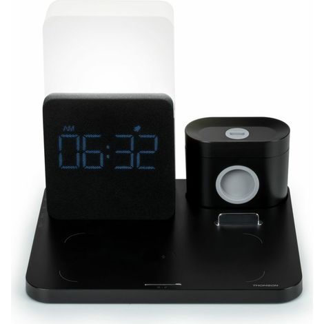 ¡Mantén tu mesita de noche ordenada Con este cargador 4 en 1 combinado con una luz nocturna LED y un reloj despertador, tienes el compañero perfecto (1/5)