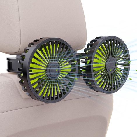 Mini ventilatore per auto con uscita regolabile per il sedile posteriore – Silenzioso – 3000 mAh – 18 x 8 cm – Bianco – Per tutti i veicoli (1/5)