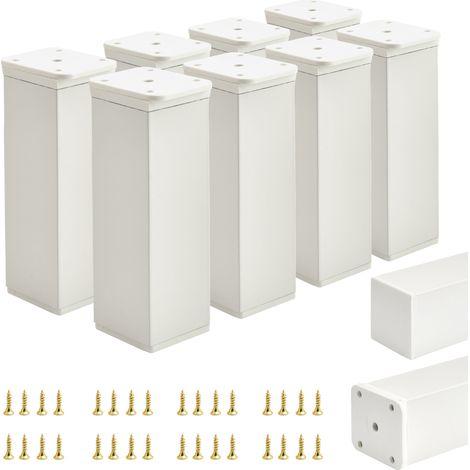 8 x Basic-Möbelfüße Querschnitt 40 x 40 mm Höhe 120 mm Farbe: Weiß Inkl. Schrauben (1/5)