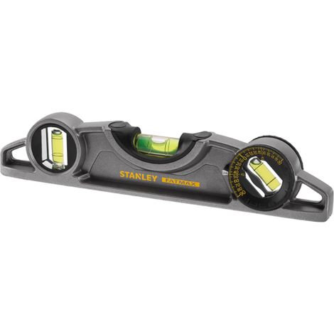 Stanley – Niveau à bulle magnétique torpédon 25 cm – Aluminium moulé sous pression – Précision 0,5 mm/m – 3 bulles – Aimants très forts