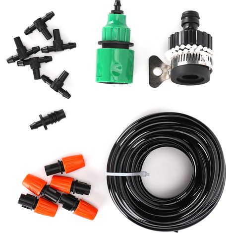 Système de micro-irrigation automatique, kit d'arrosage et accessoires pour jardin, parterre de fleurs, terrasse et pelouse (1/5)