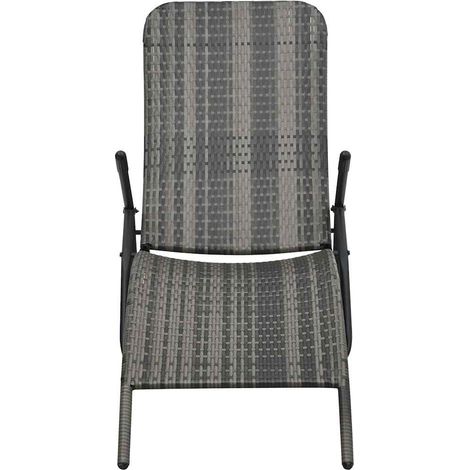 Maison Exclusive - Tumbona plegable de ratán sintético gris (1/5)