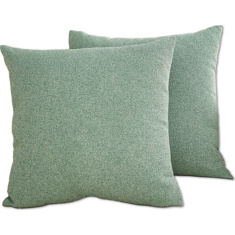 BRAVIX Lot de 2 Housse de Coussin 45 x 45 cm en Polyester et coton-lin Taie d'oreiller Décorative de Voiture Canapé Maison Décor (verte) (1/5)