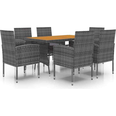 Maison Exclusive - Set da Pranzo per Esterni 7 pz in Polyrattan Grigio (1/5)