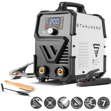 STAHLWERK Soldadora de electrodos ARC 200 Synergic Pro Digital – MMA (Electrodo) 200 A, soldadura sin gas protector, Inverter Lift-TIG, refrigeración inteligente & protección sobrecalentamiento (1/5)