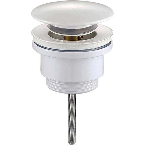 Bonde de vidange universelle blanche mate. Bonde de vidange à pression pour lavabos et bidets. En laiton. (1/4)