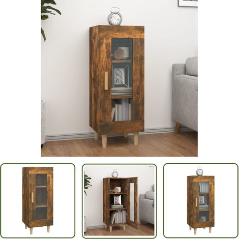 The Living Store Buffet Chêne fumé 34,5x34x90 cm Bois d'ingénierie - Buffet - Meuble De Rangement - Commode - Bibliothèque - Décoration Intérieure (1/5)