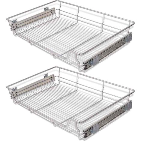 vidaXL Bandejas de alambre extraíbles 2 unidades plateado 800 mm (1/2)