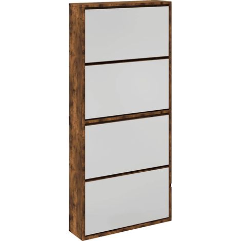 Maison Exclusive - Scarpiera con Specchio a 4 Livelli Rovere Fumo 63x17x134 cm